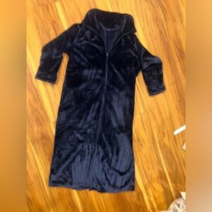 Unisex Super soft Navy Blue Long double Zip-Up Robe